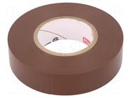 Tape: electrical insulating; W: 19mm; L: 20m; Thk: 0.18mm; brown PLYMOUTH