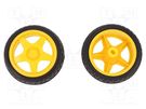 Wheel; yellow-black; Shaft: two sides flattened; push-in; Ø: 65mm DFROBOT