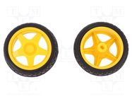 Wheel; yellow-black; Shaft: two sides flattened; push-in; Ø: 65mm DFROBOT