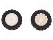 Wheel; white,black; Shaft: D spring; push-in; Ø: 42mm; W: 19mm; 2pcs. DFROBOT