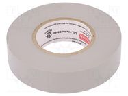 Tape: electrical insulating; W: 19mm; L: 20m; Thk: 0.18mm; grey; 260% PLYMOUTH