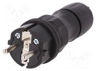Connector: AC supply; male; plug; 2P+PE; 250VAC; 16A; for cable PLASTROL