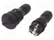 Connector: AC supply; male,female; socket,plug; 2P+PE; 250VAC; 16A 