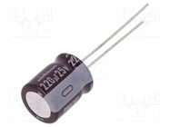 Capacitor: electrolytic; low ESR; THT; 220uF; 25VDC; Ø10x12.5mm NICHICON