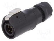 Connector: circular; plug; size 12; 02; male; PIN: 4; with latch LUTRONIC