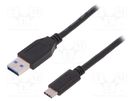 Cable; USB 2.0; USB A plug,USB C plug; nickel plated; 1m; black DIGITUS