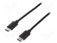 Cable; USB 2.0; USB C plug,both sides; nickel plated; 1m; black DIGITUS