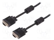 Cable; D-Sub 15pin HD plug,both sides; black; 3m; Core: Cu; 28AWG DIGITUS