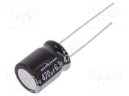 Capacitor: electrolytic; THT; 470uF; 6.3VDC; Ø10x12.5mm; Pitch: 5mm NICHICON