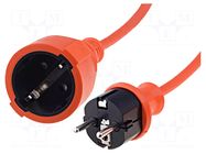Extension lead; 3x1.5mm2; Schuko; Sockets: 1; PVC; orange; 20m; 16A JONEX