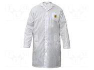 Coat; ESD; L,men's; cotton,polyester,carbon fiber; white; 1÷100MΩ ELME