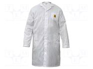 Coat; ESD; men's,XXXL; cotton,polyester,carbon fiber; white ELME