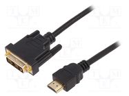 Cable; HDMI 1.4; DVI-D (18+1) plug,HDMI plug; 2m; black; 30AWG DIGITUS