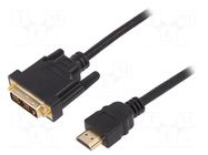 Cable; DVI-D (18+1) plug,HDMI plug; HDMI 1.4; 2m; black; 30AWG DIGITUS