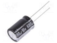 Capacitor: electrolytic; THT; 680uF; 16VDC; Ø12.5x20mm; Pitch: 5mm NICHICON