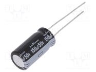 Capacitor: electrolytic; THT; 150uF; 50VDC; Ø10x20mm; Pitch: 5mm NICHICON