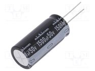 Capacitor: electrolytic; THT; 1500uF; 50VDC; Ø18x40mm; Pitch: 7.5mm NICHICON