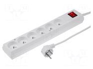 Extension lead; 3x1.5mm2; Sockets: 6; PVC; white; 10m; 16A JONEX