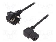 Cable; CEE 7/7 (E/F) plug angled,IEC C13 female 90°; 1.8m; 10A DIGITUS