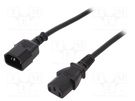 Cable; IEC C13 female,IEC C14 male; 1.2m; black; 10A; 250V DIGITUS