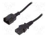 Cable; IEC C13 female,IEC C14 male; 5m; black; 10A; 250V DIGITUS