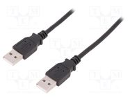 Cable; USB 2.0; USB A plug,both sides; nickel plated; 1.8m; black DIGITUS