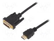 Cable; HDMI 1.4; DVI-D (18+1) plug,HDMI plug; 3m; black; 30AWG DIGITUS