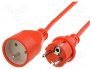 Extension lead; 3x1.5mm2; Sockets: 1; PVC; orange; 10m; 16A JONEX