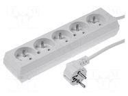 Extension lead; 3x1.5mm2; Sockets: 5; PVC; white; 10m; 16A JONEX