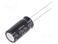 Capacitor: electrolytic; bipolar; THT; 470uF; 16VDC; Ø16x25mm; ±20% NICHICON