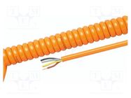 Wire: coiled; H05BQ-F; 4G1mm2; unshielded; PUR; orange; 300V,500V 