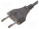 Cable; 2x0.5mm2; CEE 7/16 (C) plug,wires; PVC; 1.8m; grey; 2.5A LIAN DUNG