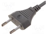 Cable; 2x0.75mm2; CEE 7/16 (C) plug,wires; PVC; 2.5m; grey; 2.5A LIAN DUNG