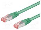 Patch cord; S/FTP; 6; stranded; Cu; LSZH; green; 10m; 28AWG Goobay