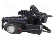 Torch: LED headtorch; 400lm; 95x32x35mm; black; 3W MACTRONIC