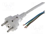 Cable; 3x1mm2; CEE 7/7 (E/F) plug,wires; PVC; 1.8m; white; 16A 