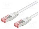 Patch cord; S/FTP; 6; stranded; Cu; LSZH; white; 3m; 28AWG Goobay