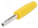 Plug; 4mm banana; 10A; 60VDC; yellow; non-insulated; for cable DELTRON