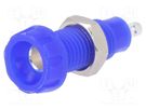 Socket; 4mm banana; 10A; 50VDC; 28.5mm; blue; nickel plated; 10mΩ DELTRON