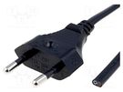Cable; 2x0.75mm2; CEE 7/16 (C) plug,wires; PVC; 2.5m; black; 2.5A LIAN DUNG
