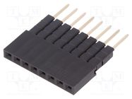 Socket; pin strips; female; PIN: 8; straight; 2.54mm; THT; 1x8; L16mm CONNFLY