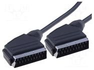 Cable; SCART plug,both sides; 2m; black; shielded Goobay