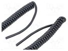 Wire: coiled; H05BQ-F; 2x0.25mm2; unshielded; PUR; black; 500V; 1m HELUKABEL