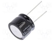 Capacitor: electrolytic; THT; 68uF; 200VDC; Ø20x15mm; Pitch: 10mm NICHICON