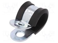 Fixing clamp; ØBundle : 14mm; W: 20mm; steel; Cover material: EPDM MPC INDUSTRIES