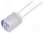 Capacitor: polymer; low ESR; 100uF; 50VDC; ESR: 31mΩ; THT; ±20%; A759 KEMET