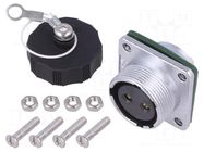 Connector: circular; socket; female; PIN: 2; IP67; WF20; 25A; 500V WEIPU