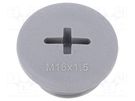 Stopper; M16; 1.5; polyamide; dark grey; Thread: metric; 7mm; 10pcs. ALPHA WIRE