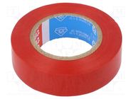 Tape: electrical insulating; W: 15mm; L: 10m; Thk: 0.15mm; red; 240% TESA