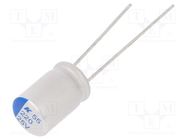 Capacitor: polymer; low ESR; 220uF; 25VDC; ESR: 15mΩ; THT; ±20%; A750 KEMET